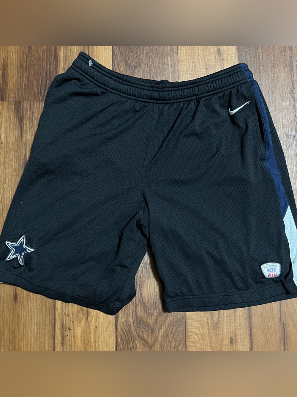 Dallas Cowboys Shorts Mens Large Navy Blue Mesh Nike NFL Training Athletic Short
